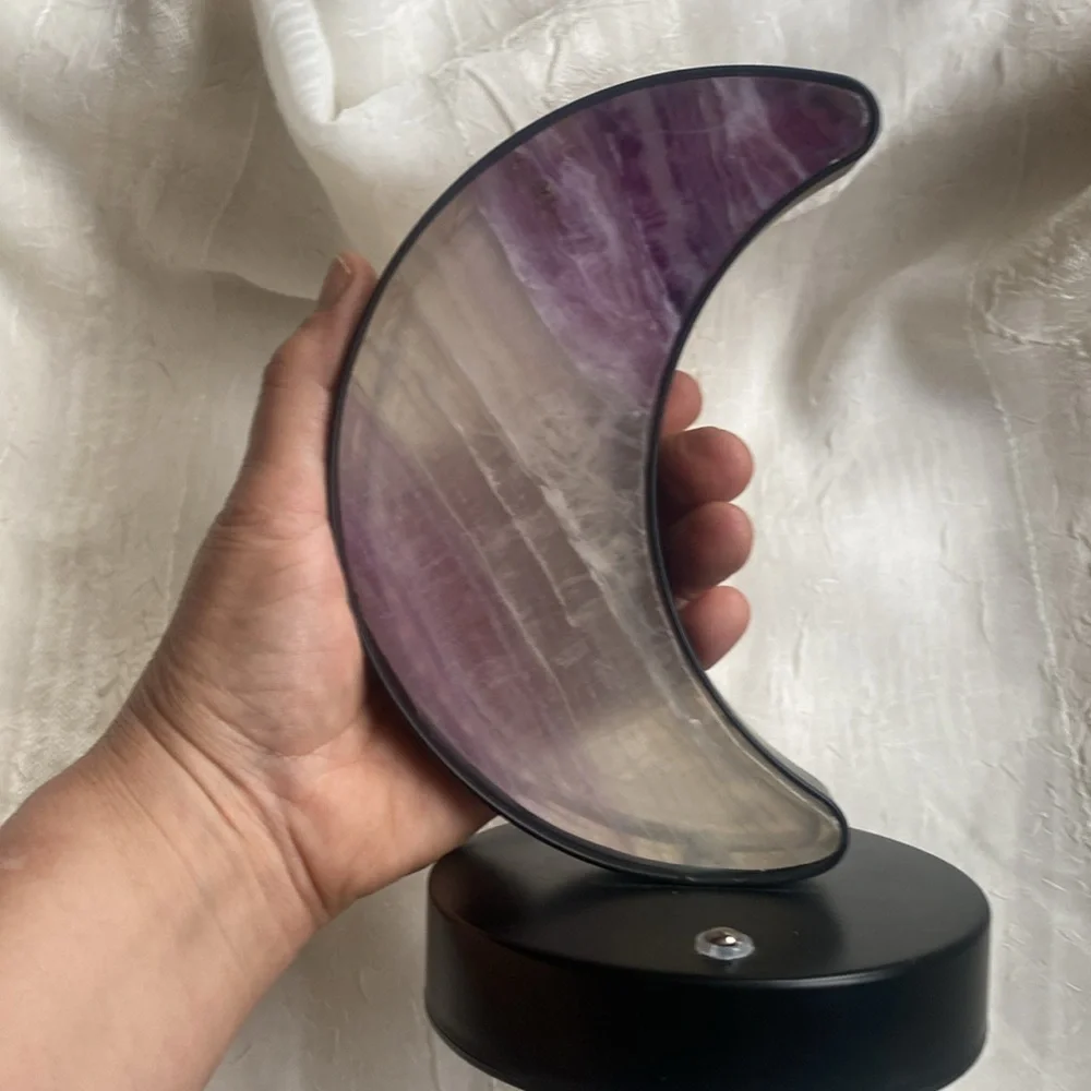 Fluorite moon touch lamp - Picture 4 of 4